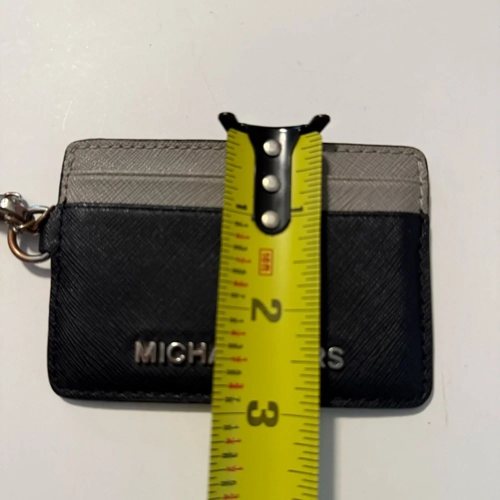 Michael Kors Black and Gray Card Holder with Chain